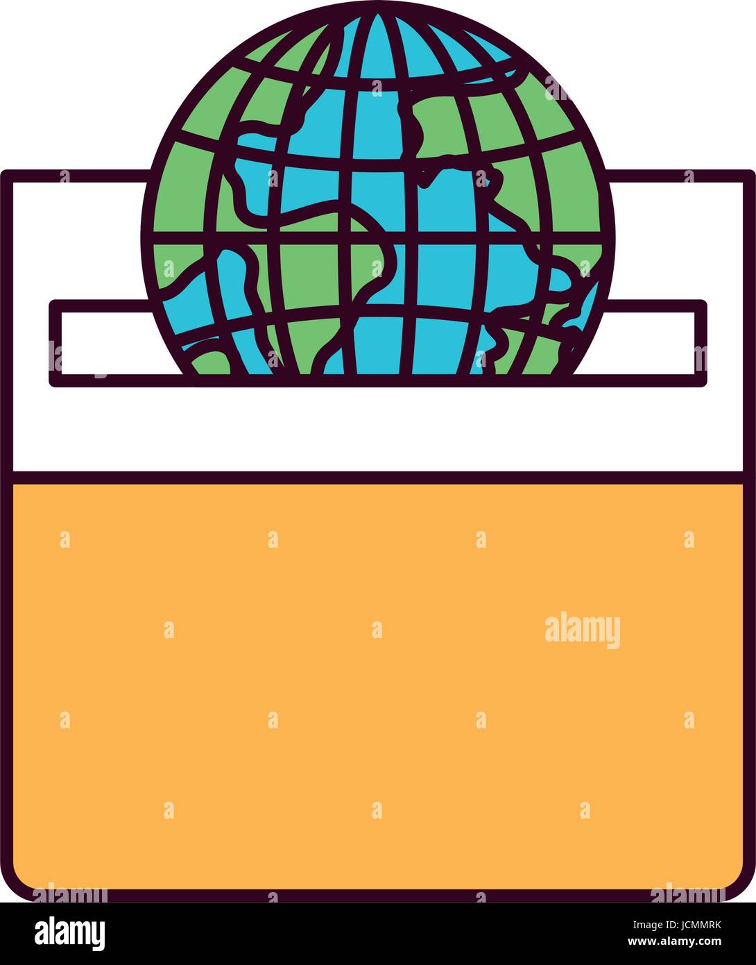silhouette color sections front view flat globe earth world depositing ...