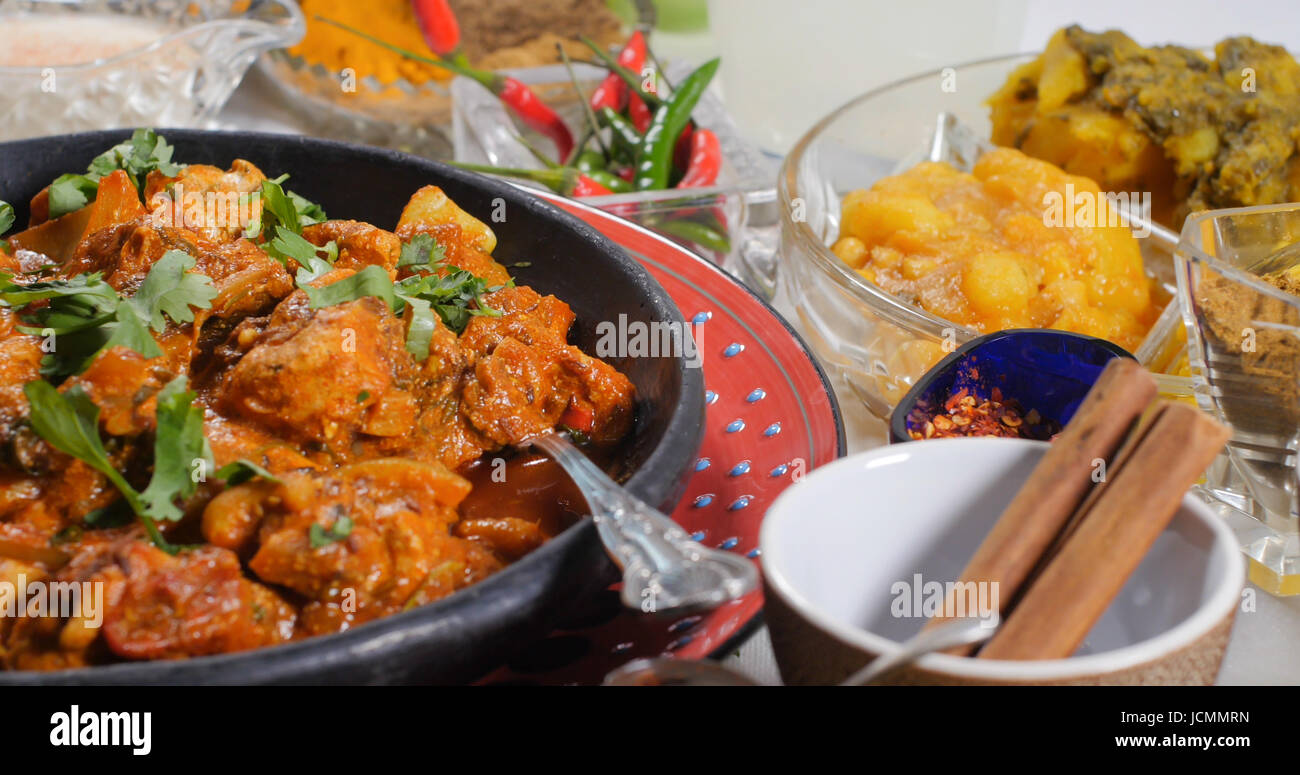 Close up view of a delicious chicken tikka masala with Indian spices Stock Photo