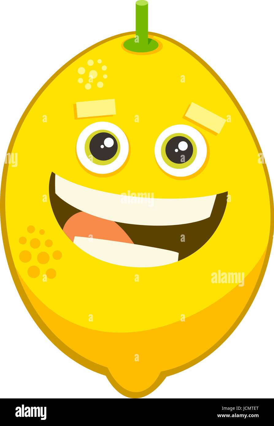 Cartoon Illustration of Lemon Citrus Fruit Food Object Character Stock