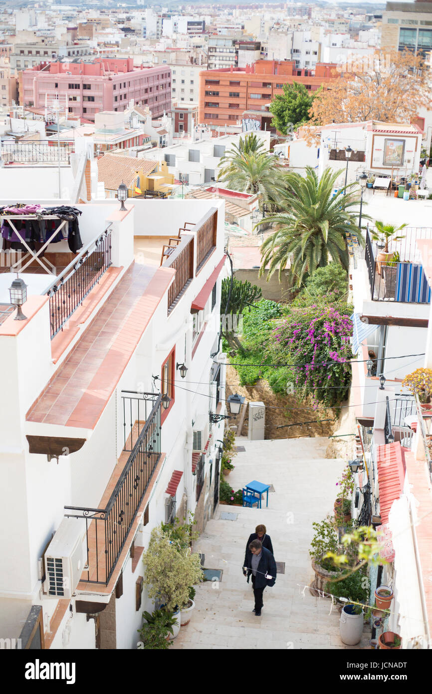 steep stairs in Alicante in Spain Stock Photo