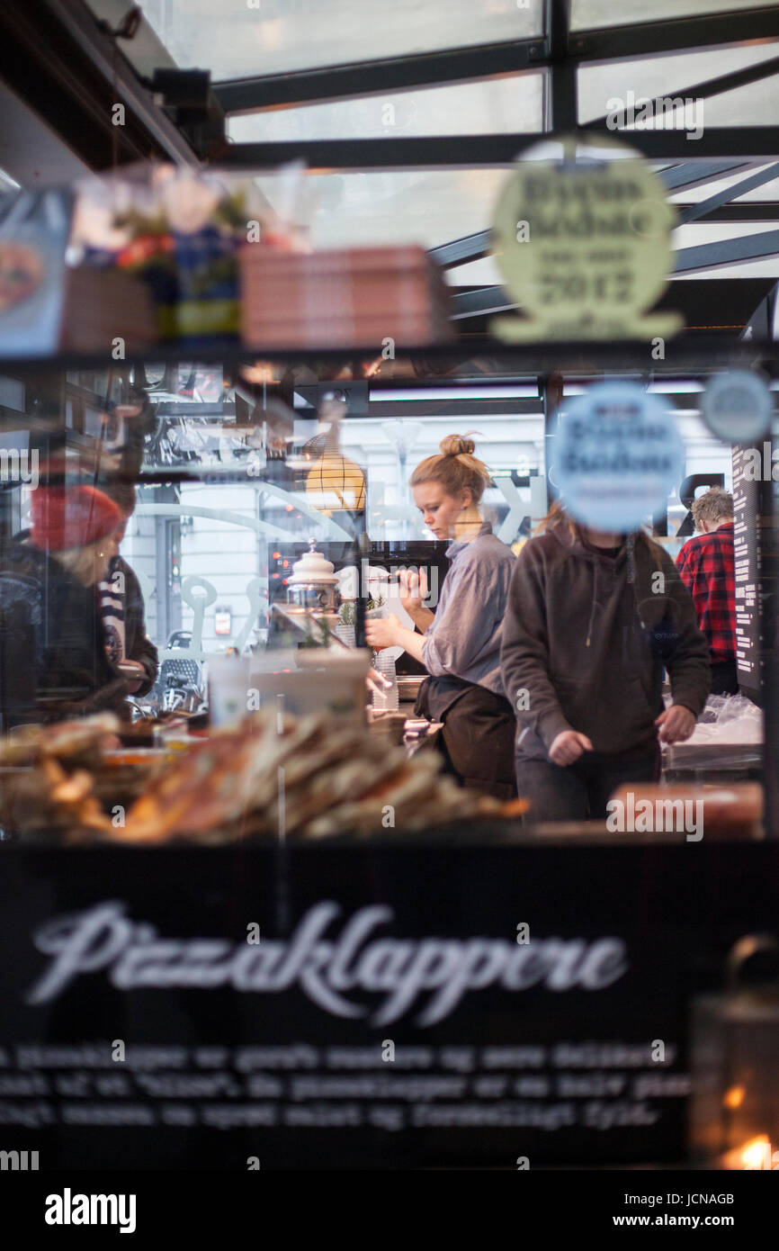 Pizzeria in Copenhagen. Stock Photo