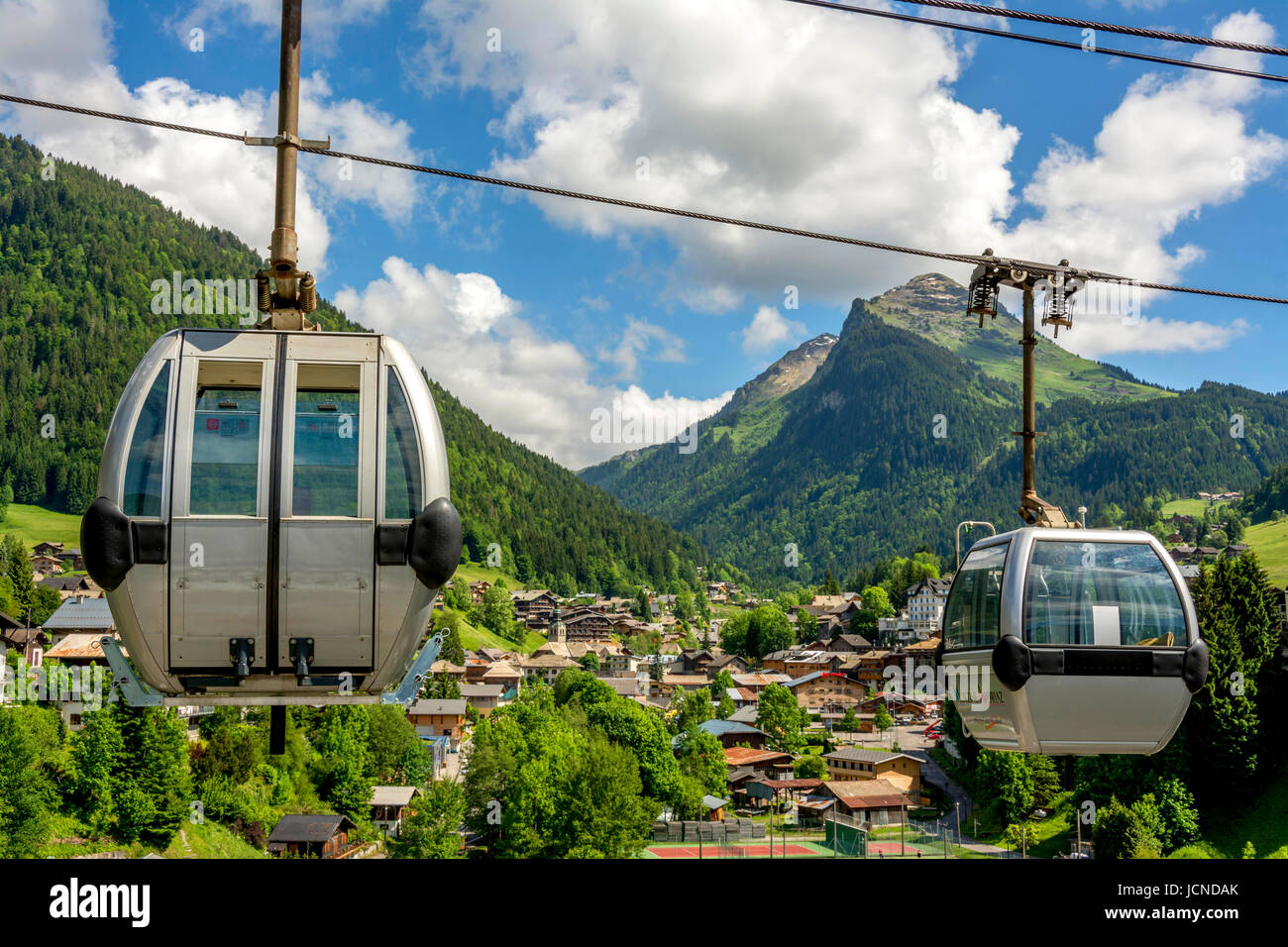 Cable car in Morzine village. Haute Savoie. France Stock Photo - Alamy