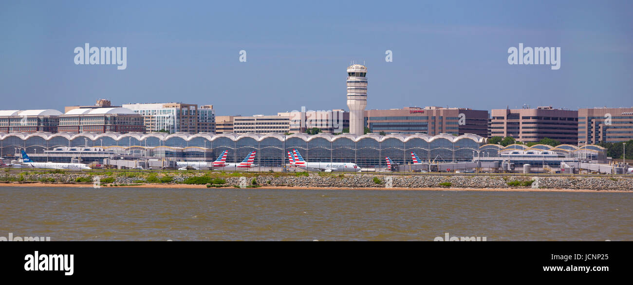 VIRGINIA, USA - Reagan National Airport, DCA, on the Potomac RIver. Stock Photo
