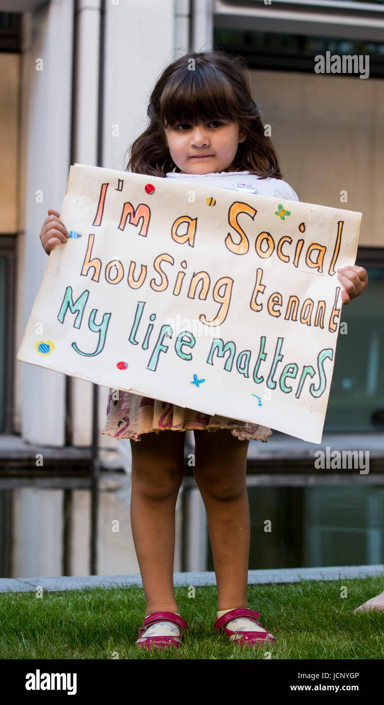 London, UK. 16th June, 2017. Justice for Grenfell Protest outside the Home Office. Protesters call for a full investivation into the disaster at Grenfell Tower. Credit: Bettina Strenske/Alamy Live News Stock Photo