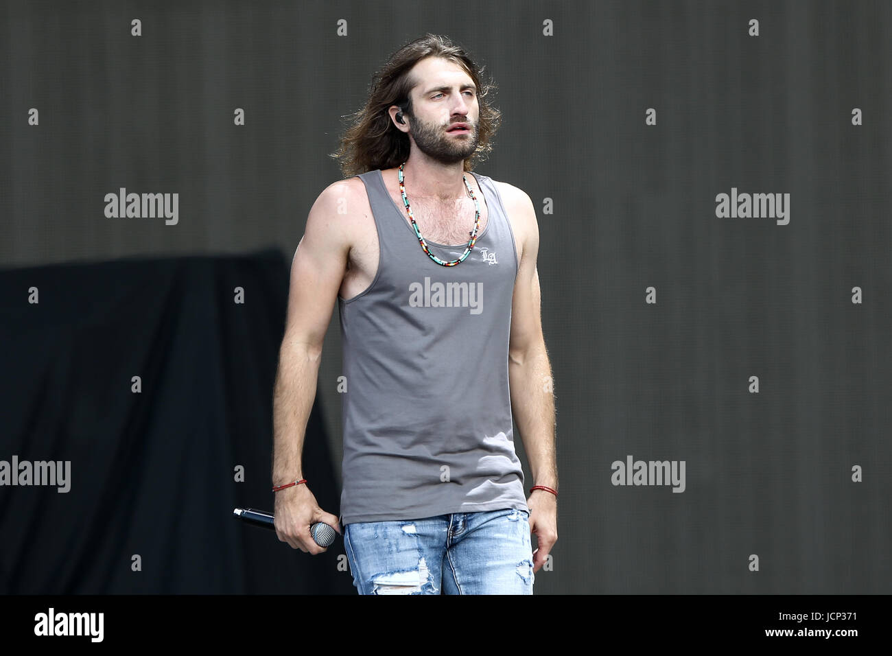Ryan Hurd performs in concert at Northwell Health at Jones Beach Theater on June 15, 2017 in Wantagh, New York. Stock Photo