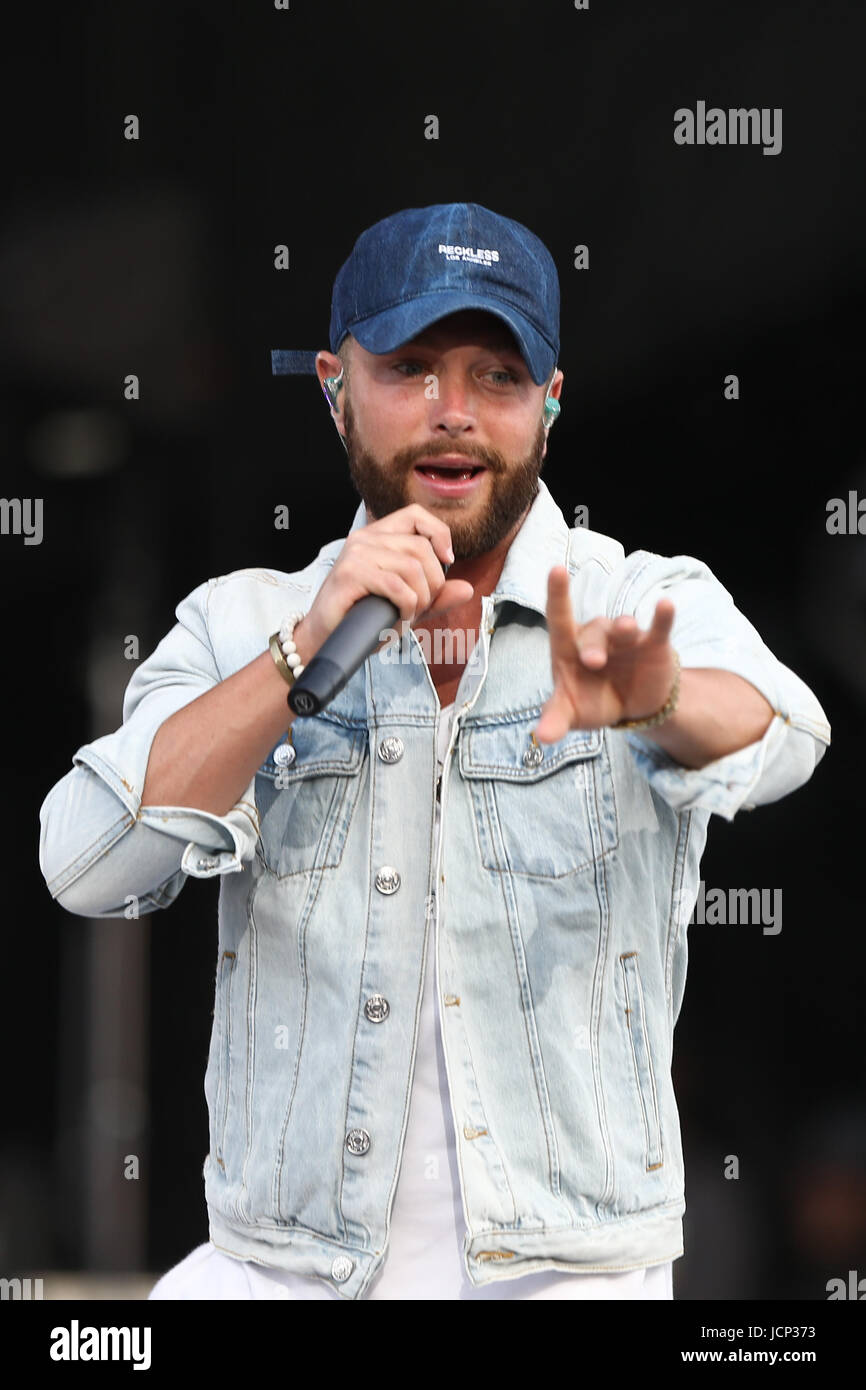 Chris Lane performs in concert at Northwell Health at Jones Beach Theater on June 15, 2017 in Wantagh, New York. Stock Photo