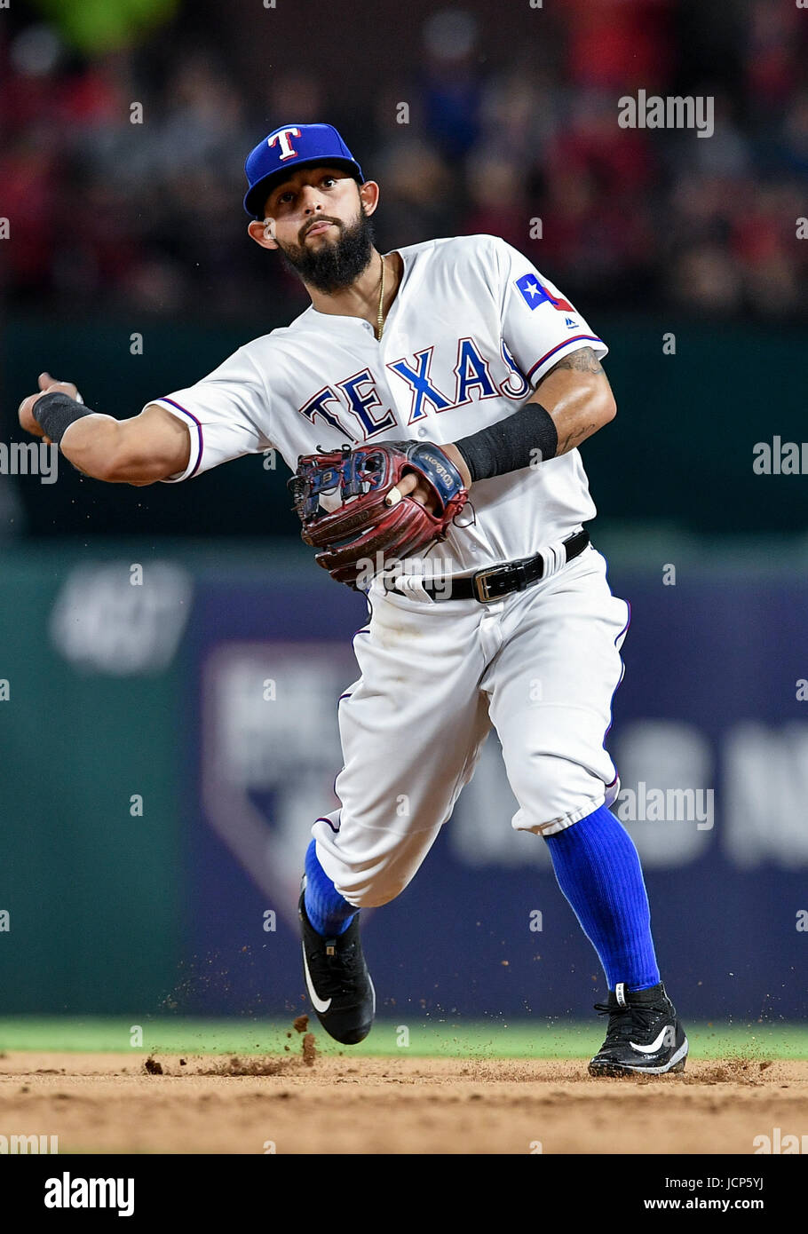 Arlington, Texas, USA. 16th June, 2017. Texas Rangers second baseman ...