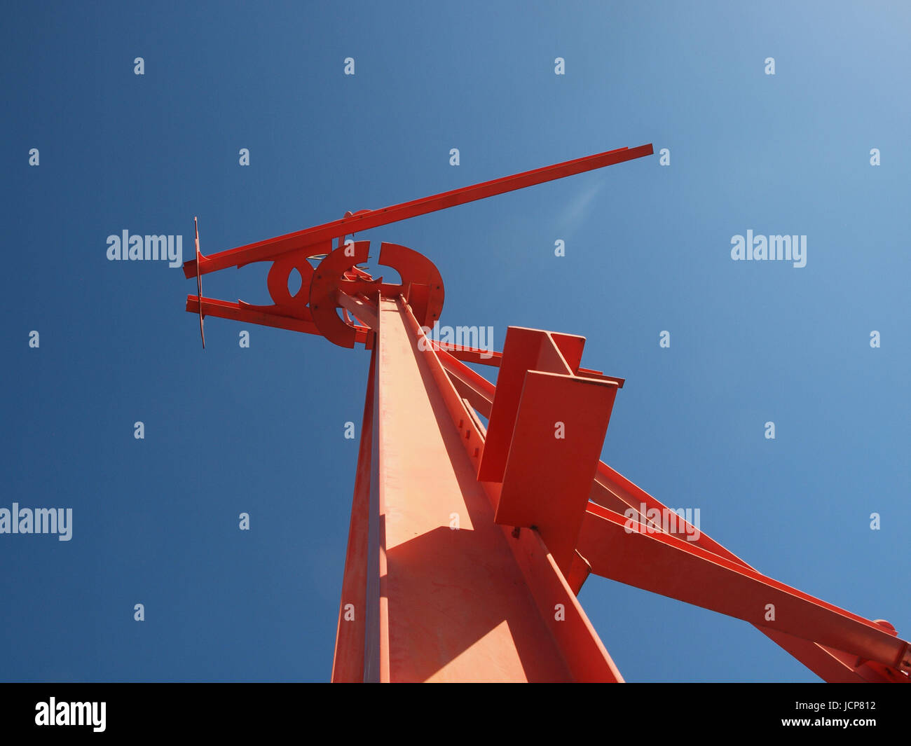 A abstract sculpture of steel 'I' beams measuring 21m high and 15m