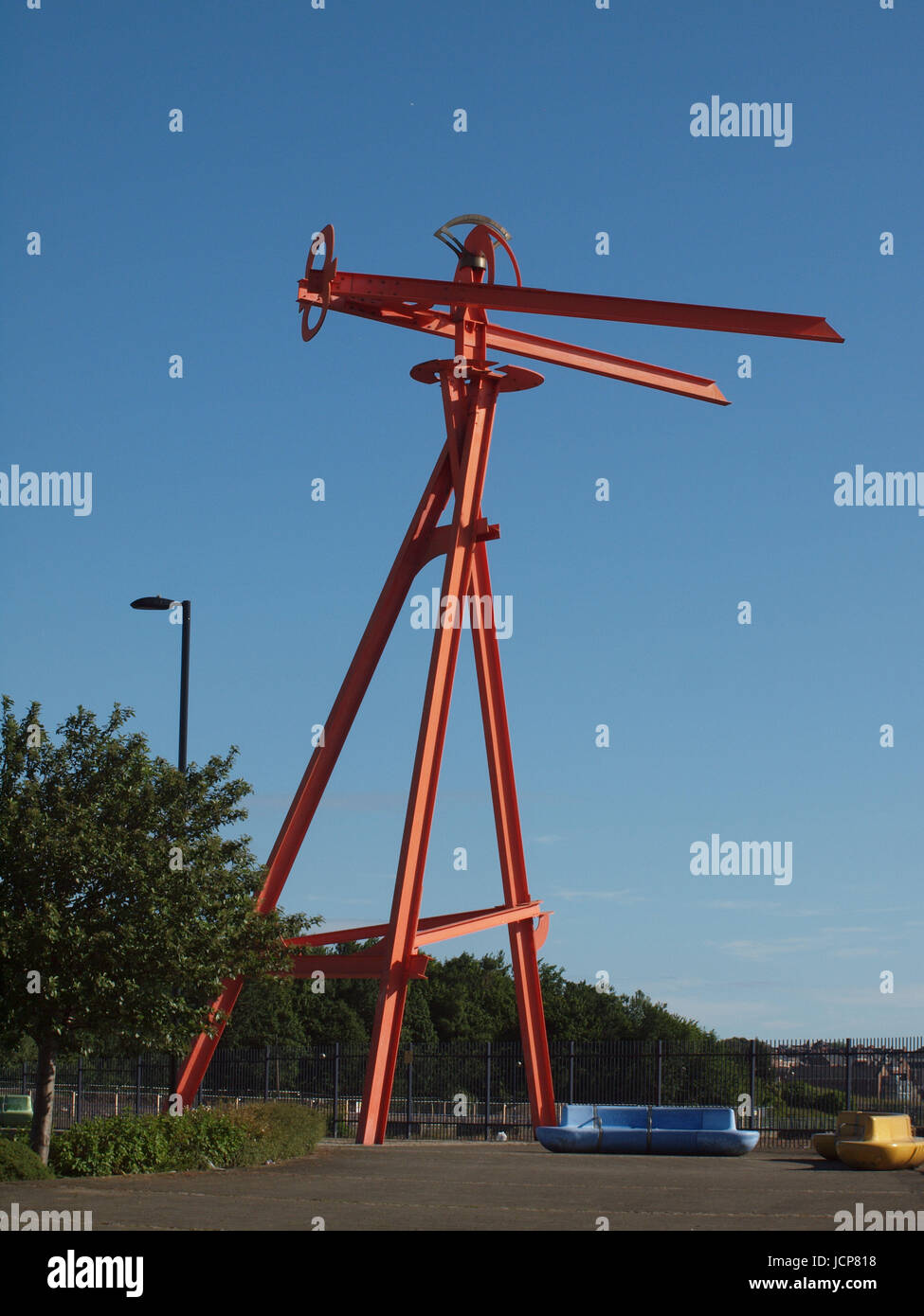 A abstract sculpture of steel 'I' beams measuring 21m high and 15m