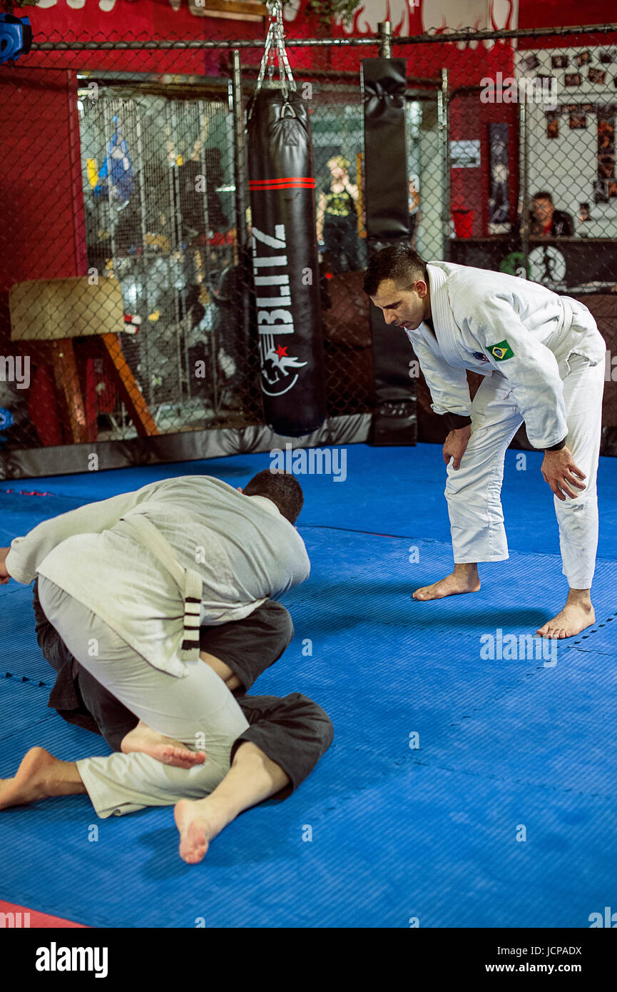 MMA Training, Brazilian jiu-jitsu session. Stock Photo