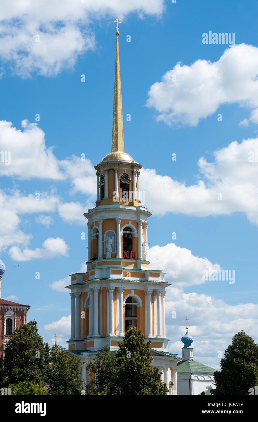 View on Cathedral bell tower of Ryazan Kremlin on summer time. Ryazan city, Russia Stock Photo
