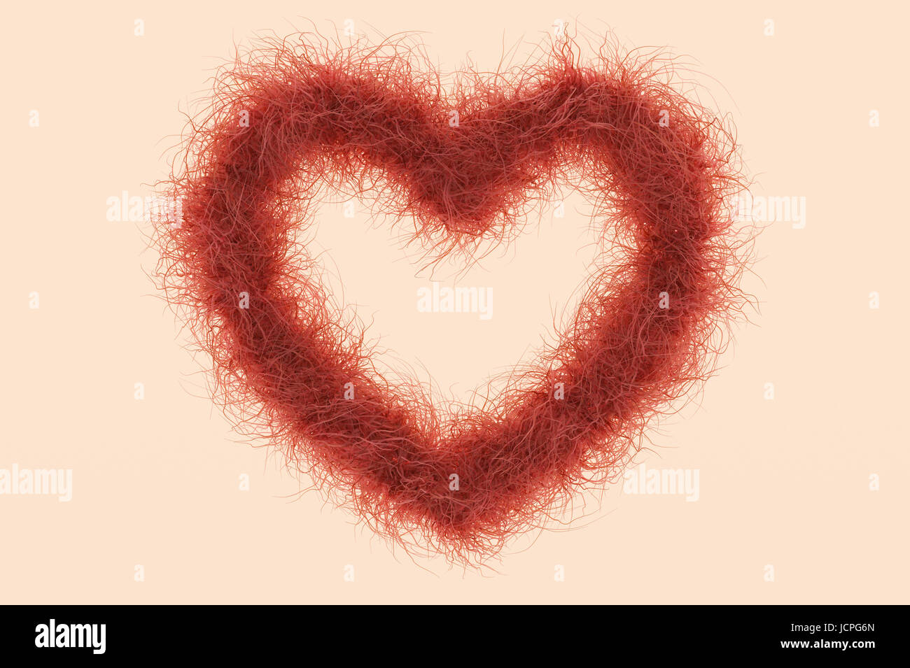 3d illustration; Heart Shape with red Hair as Symbol against the female Shave Stock Photo