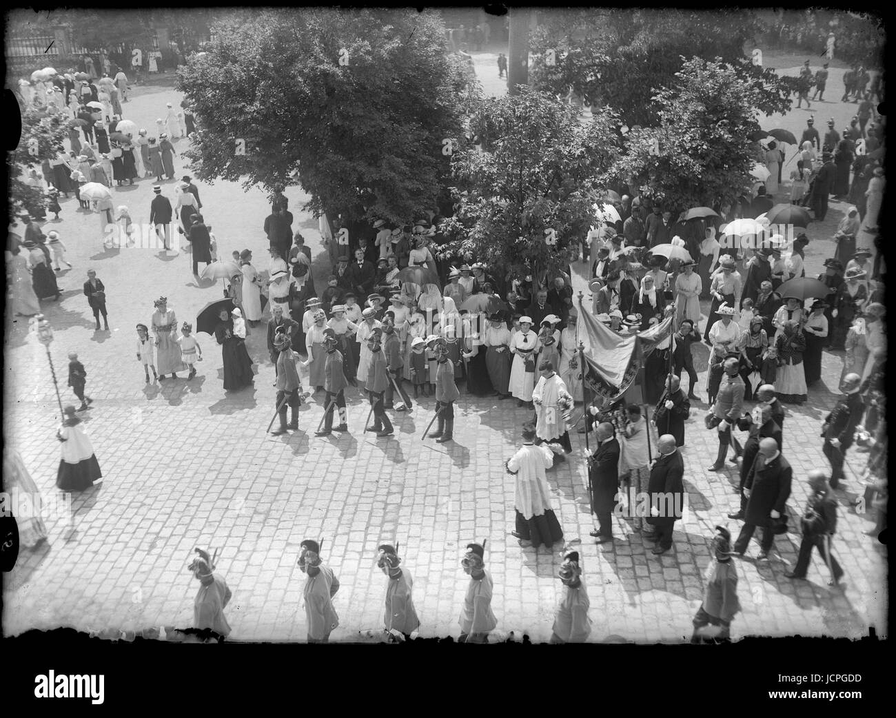 Catholic Procession in Town of Postoloprty in 1915. Bohemia. Austria- Hungary. Stock Photo