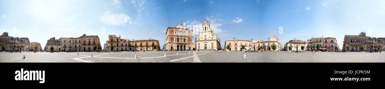 Panoramic view of the hexagonal square in Grammichele, Sicily Stock Photo