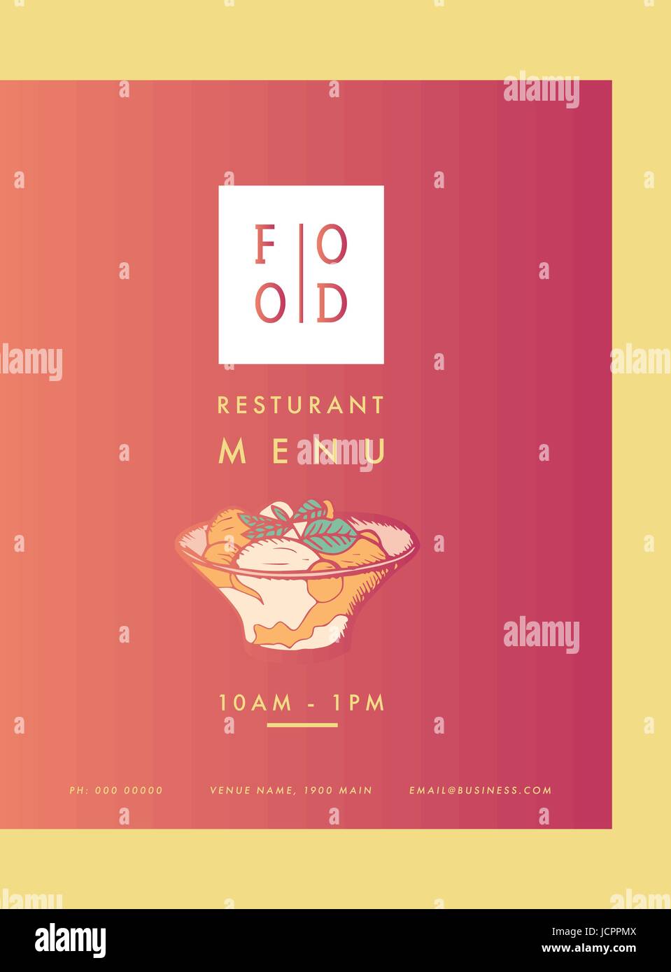 Menu card with food and restaurant text Stock Vector Image & Art - Alamy