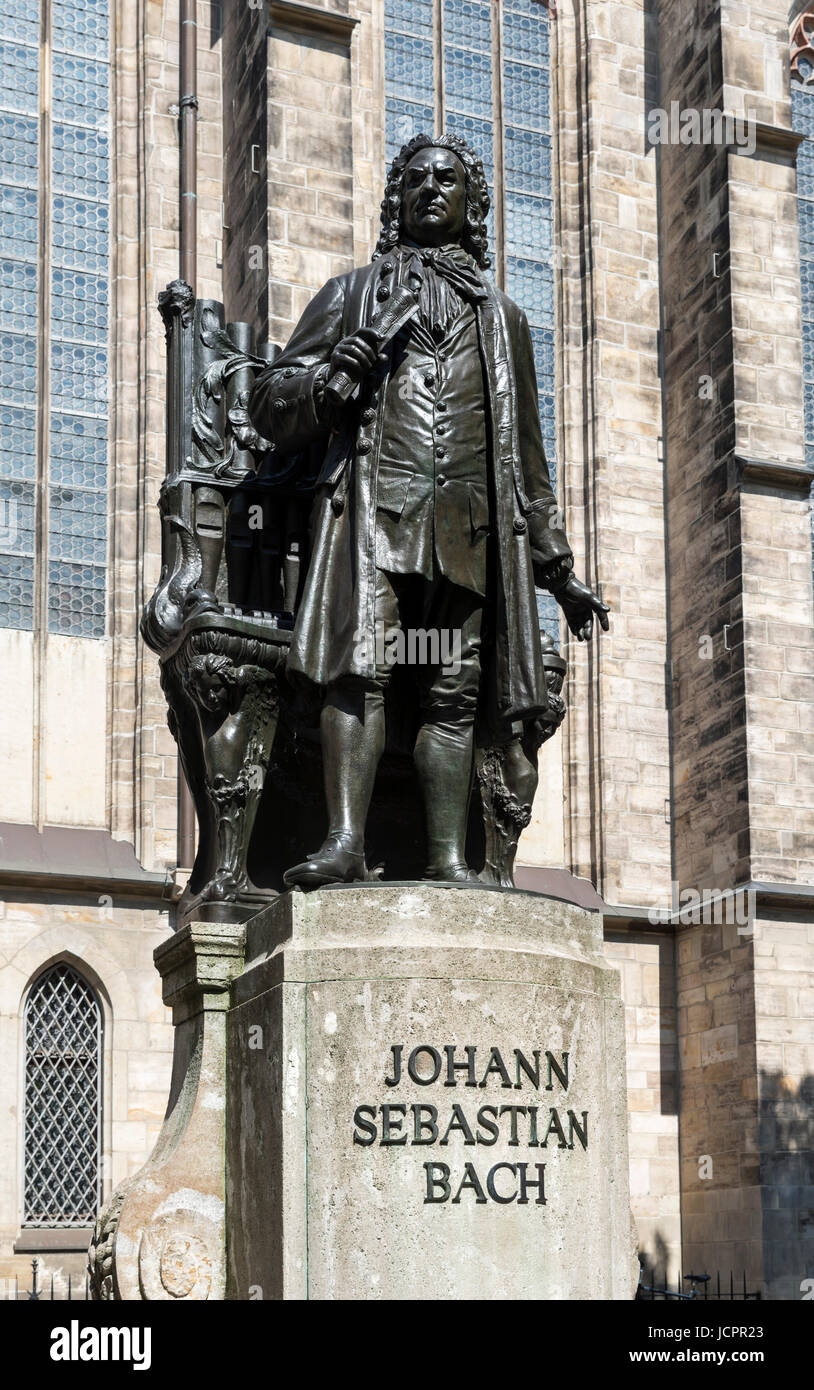 Bach statue outside outside St Thomas Church (Thomaskirche), Leipzig