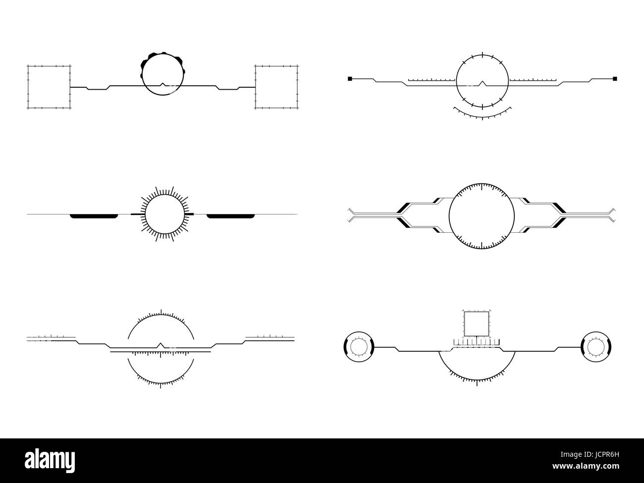 Vector icon set of lines and circle Stock Vector