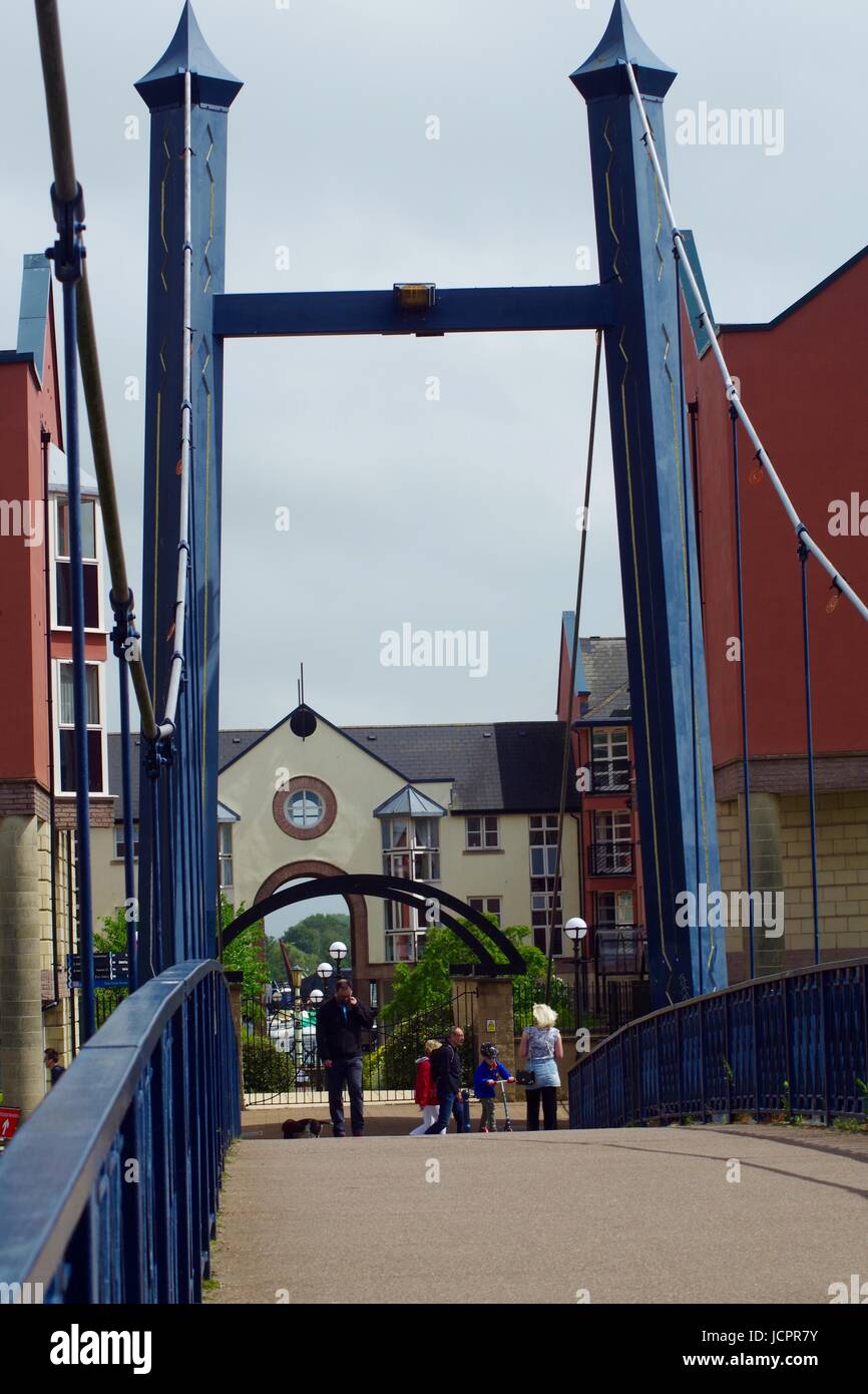 Cricklepit Suspension Bridge, Exeter Quay. Devon, UK. June, 2017 Stock ...