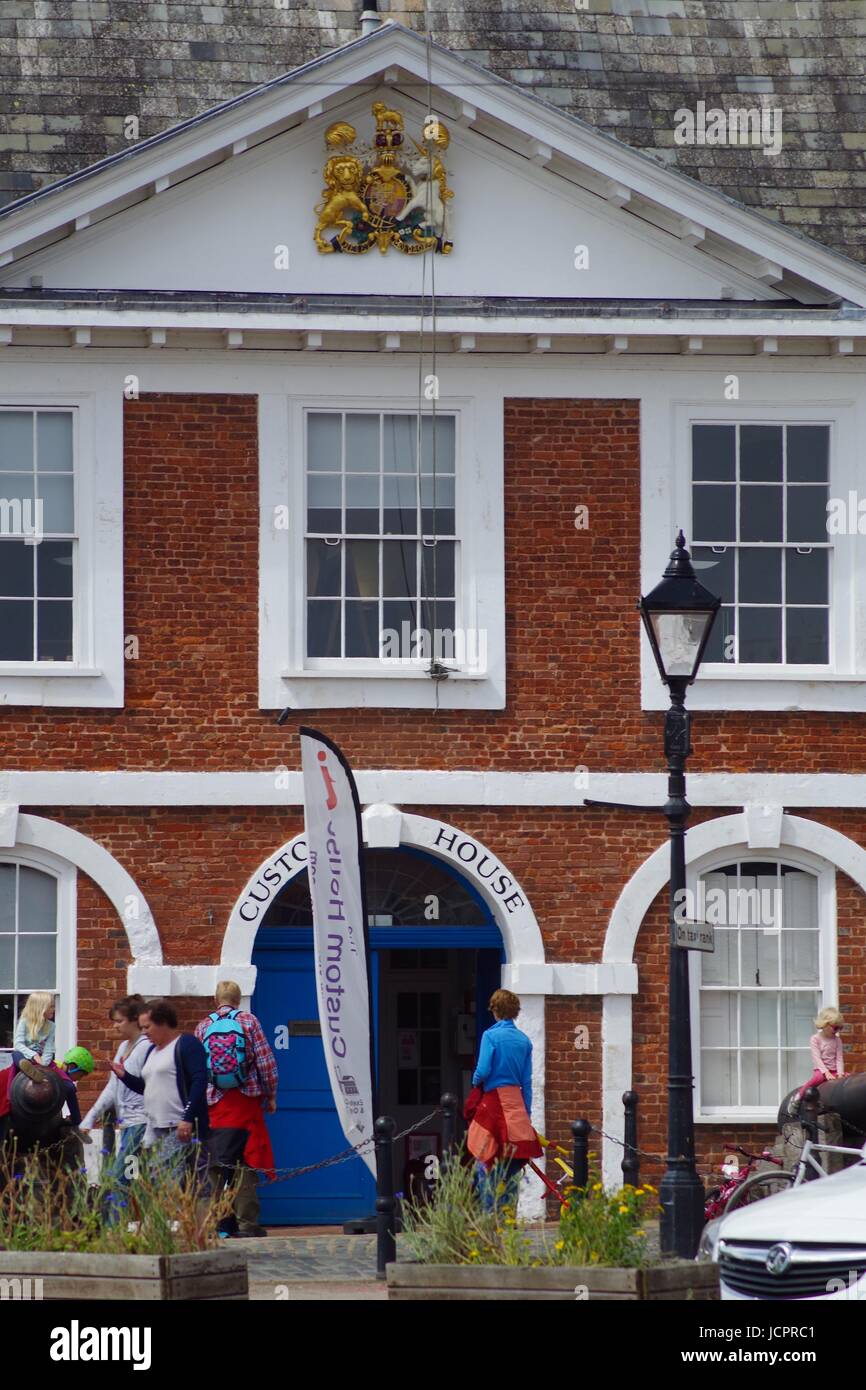 Tourists at Exeter's Custom House Visitor Centre. Exeter Quay, Devon