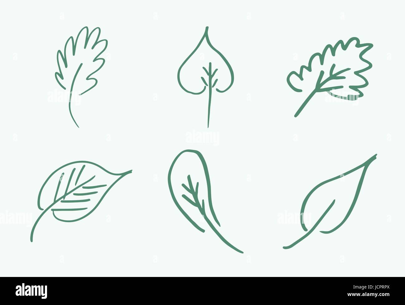 Vector icon of various outline leaves Stock Vector