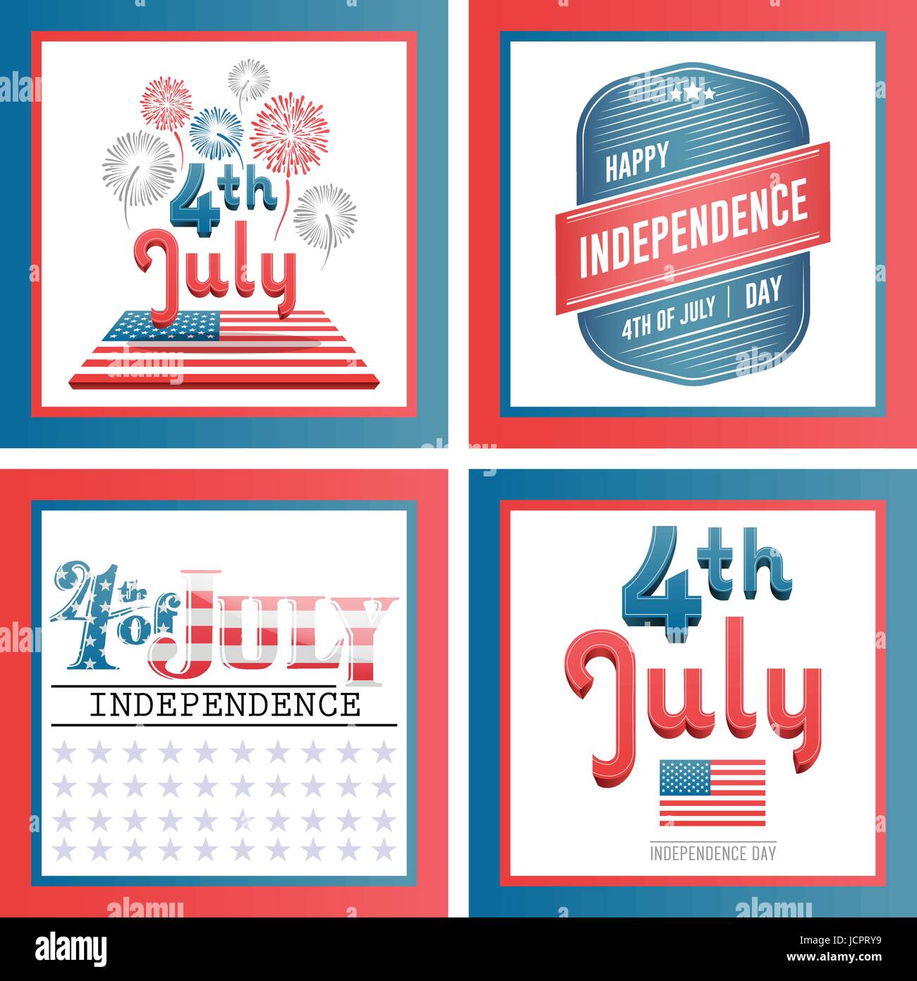 Vector set of independence day celebration Stock Vector