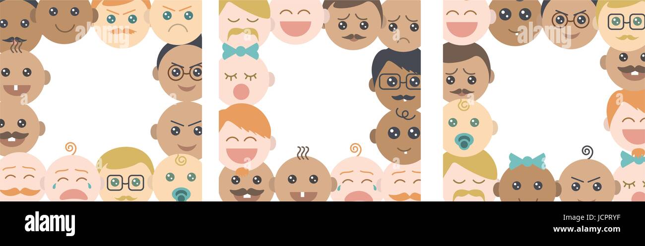 Vector set of frames with different human faces Stock Vector