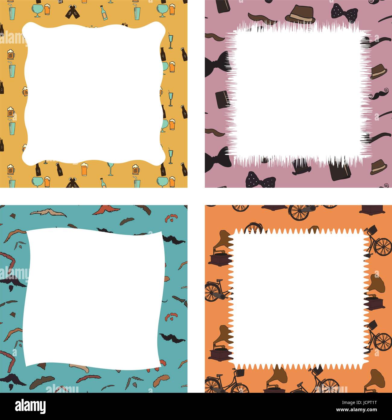 Vector set of frames with vintage icons Stock Vector Image & Art - Alamy