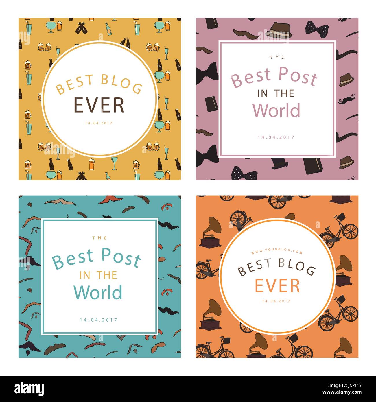 Vector set of various greeting cards Stock Vector