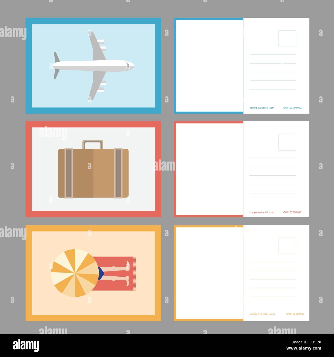 Vector set of travel and blank postcard Stock Vector