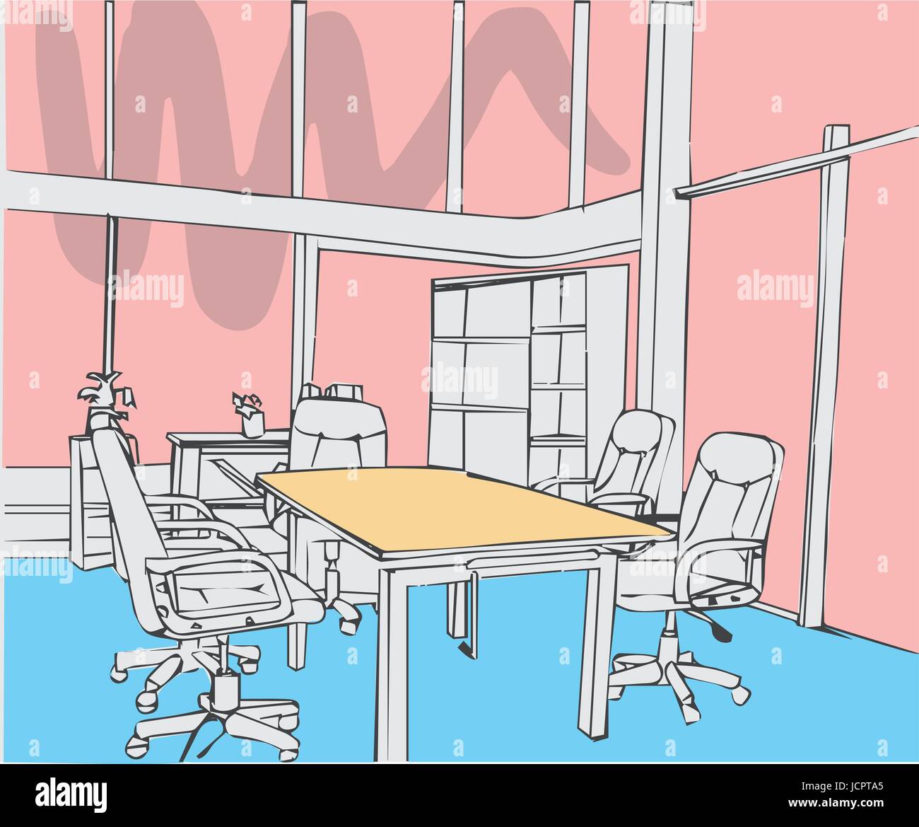 Illustration of empty conference room Stock Vector