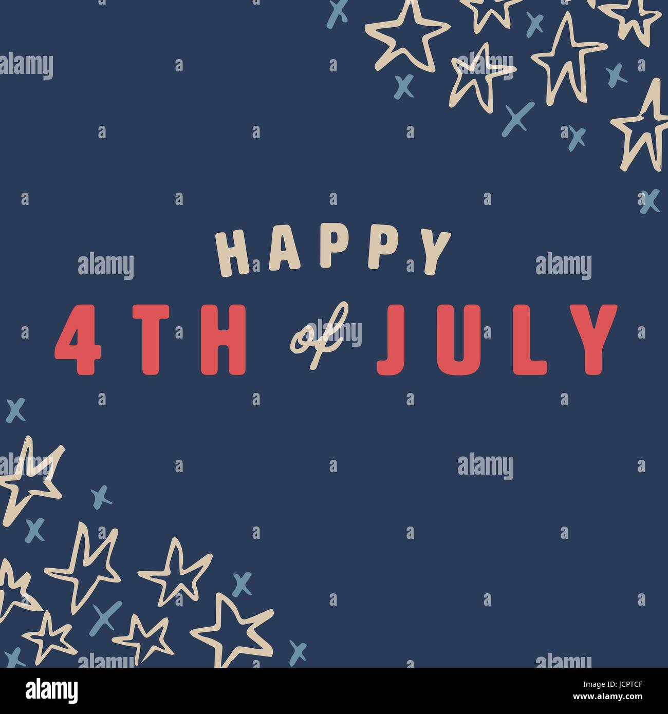 Greeting card with fourth of july message Stock Vector