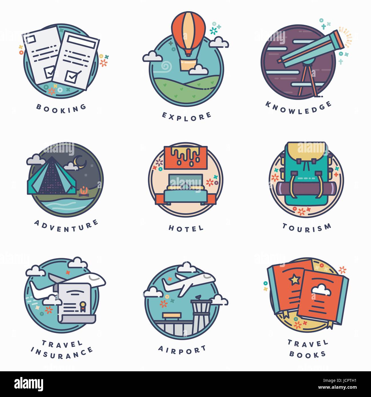 Vector icon set of travel Stock Vector Image & Art - Alamy