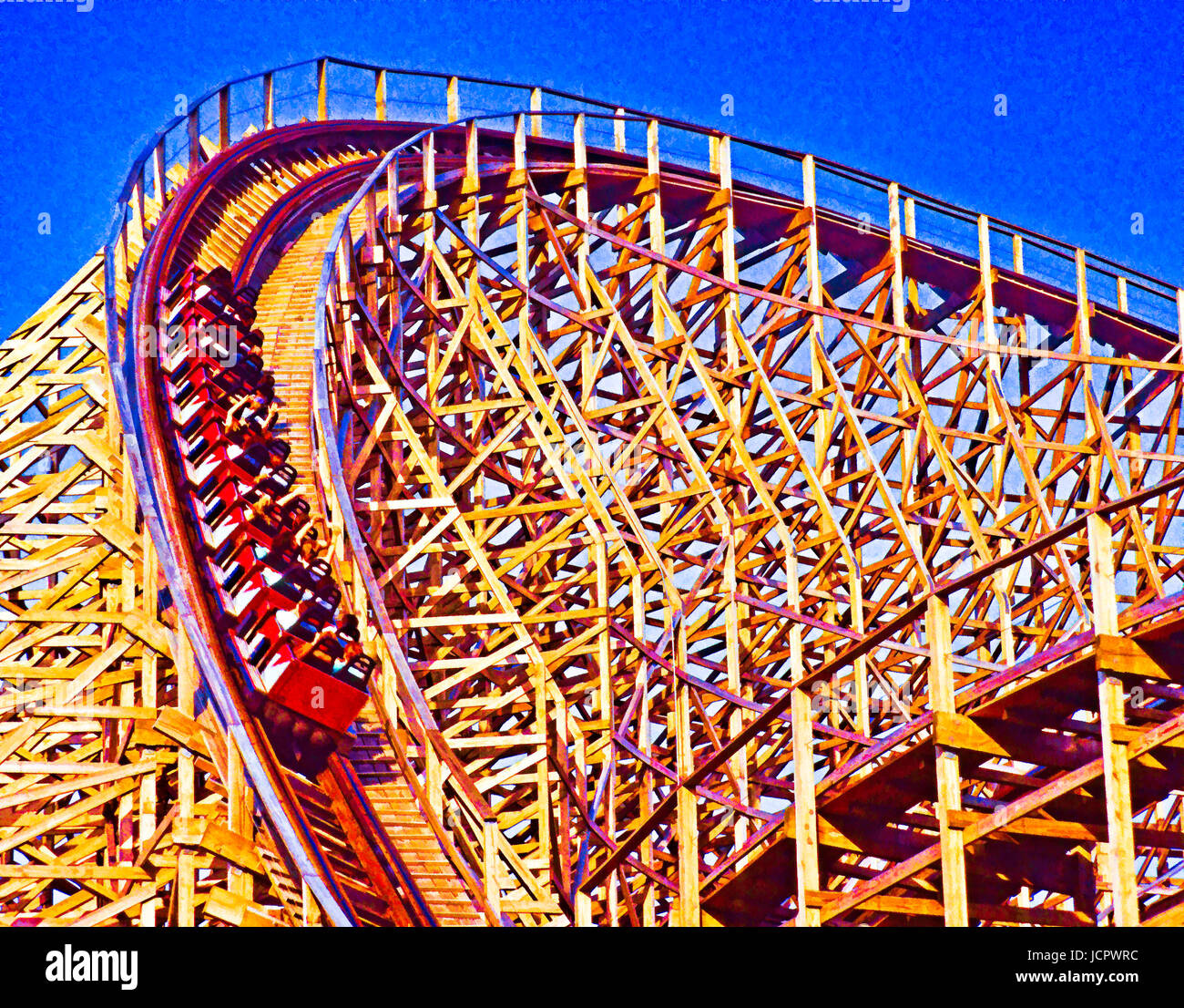 Wooden roller coaster. Photo Art Painting Stock Photo Alamy