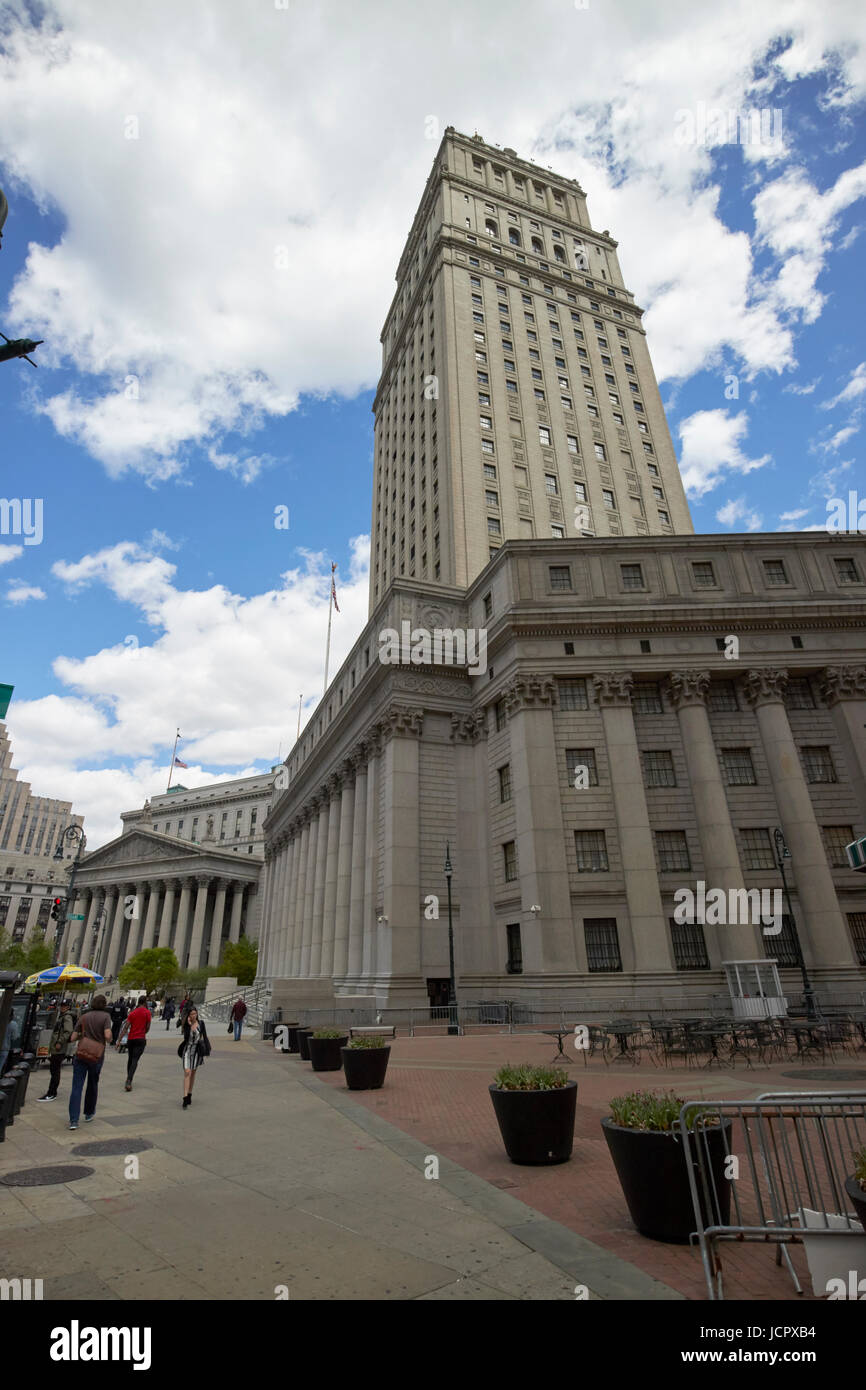 The New York County Courthouse state supreme court and Thurgood Marshall U.S. Courthouse civic center New York City USA Stock Photo