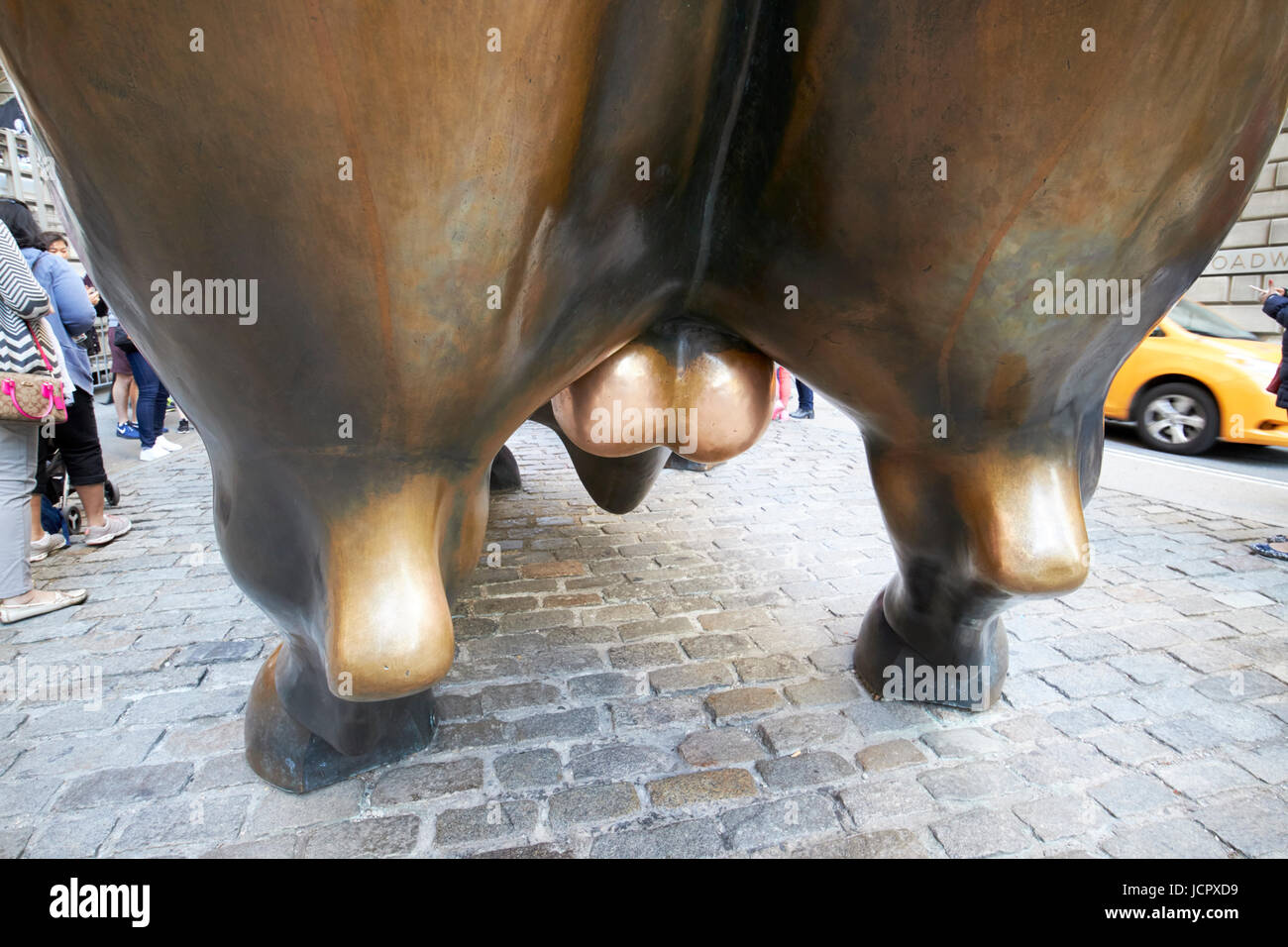 balls of the charging bull statue bowling green wall street New York City USA Stock Photo
