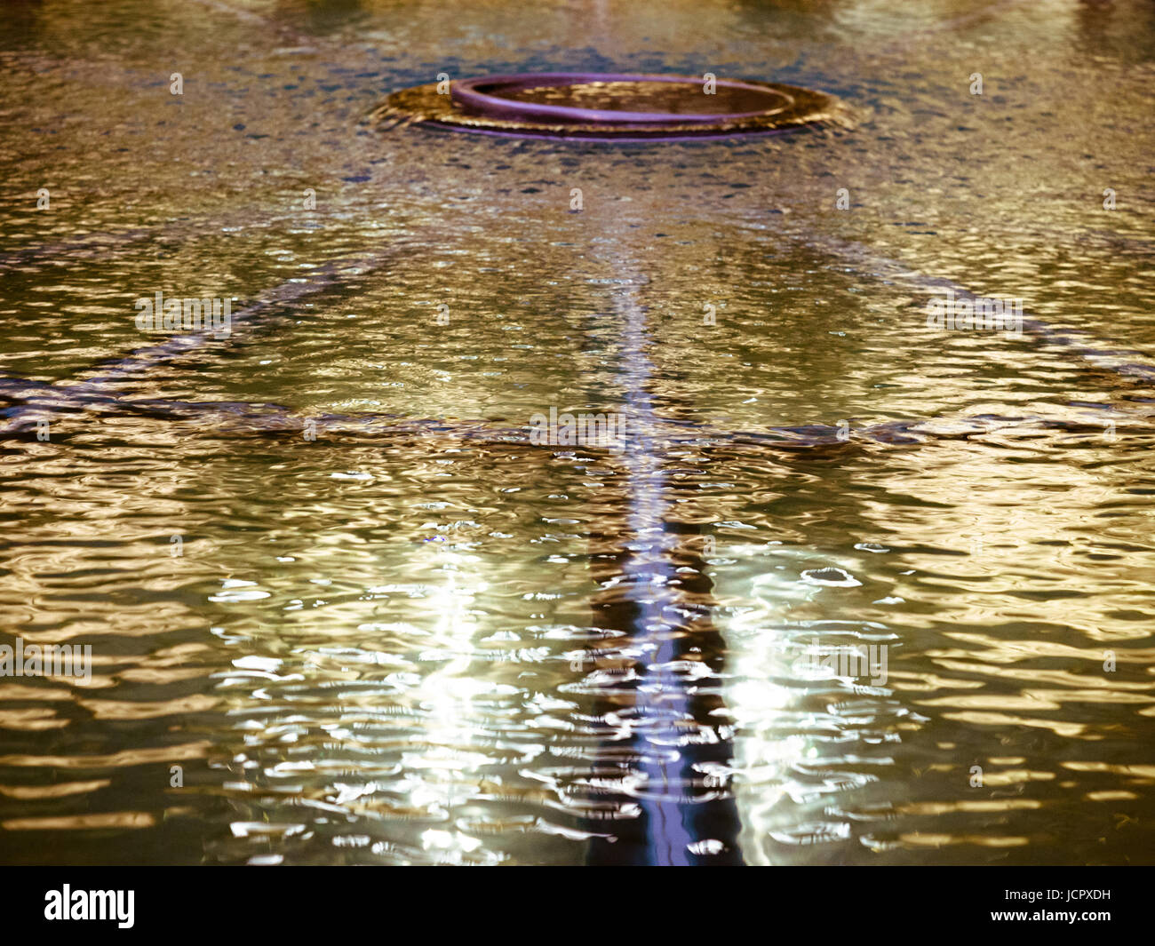Lights Reflected In A Pond Stock Photo Alamy