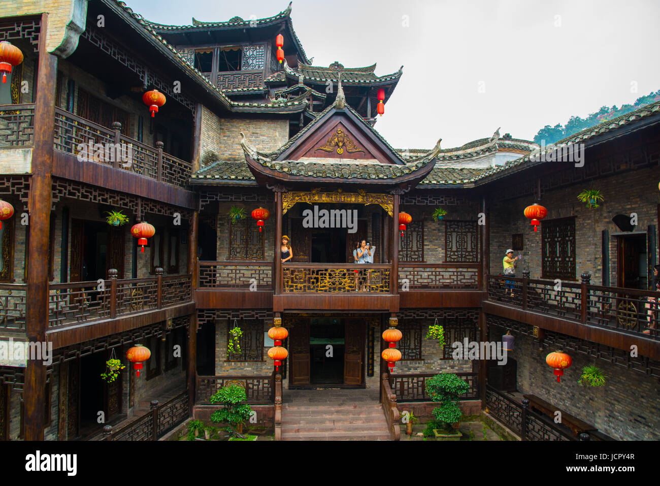 A chinese traditional house with garden in Fenghuang xian 