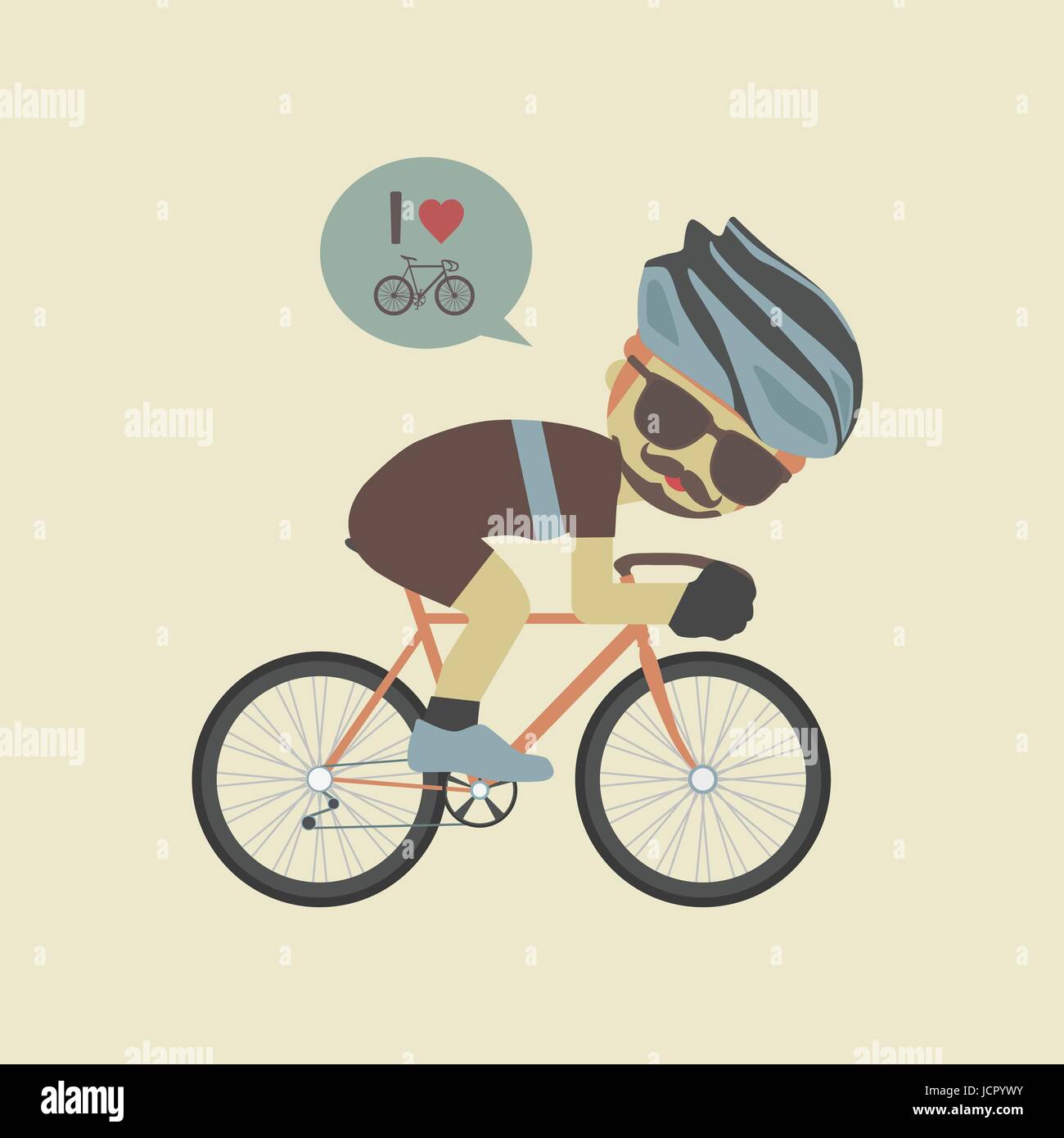 hipster cyclist, flat and pastel style Stock Vector
