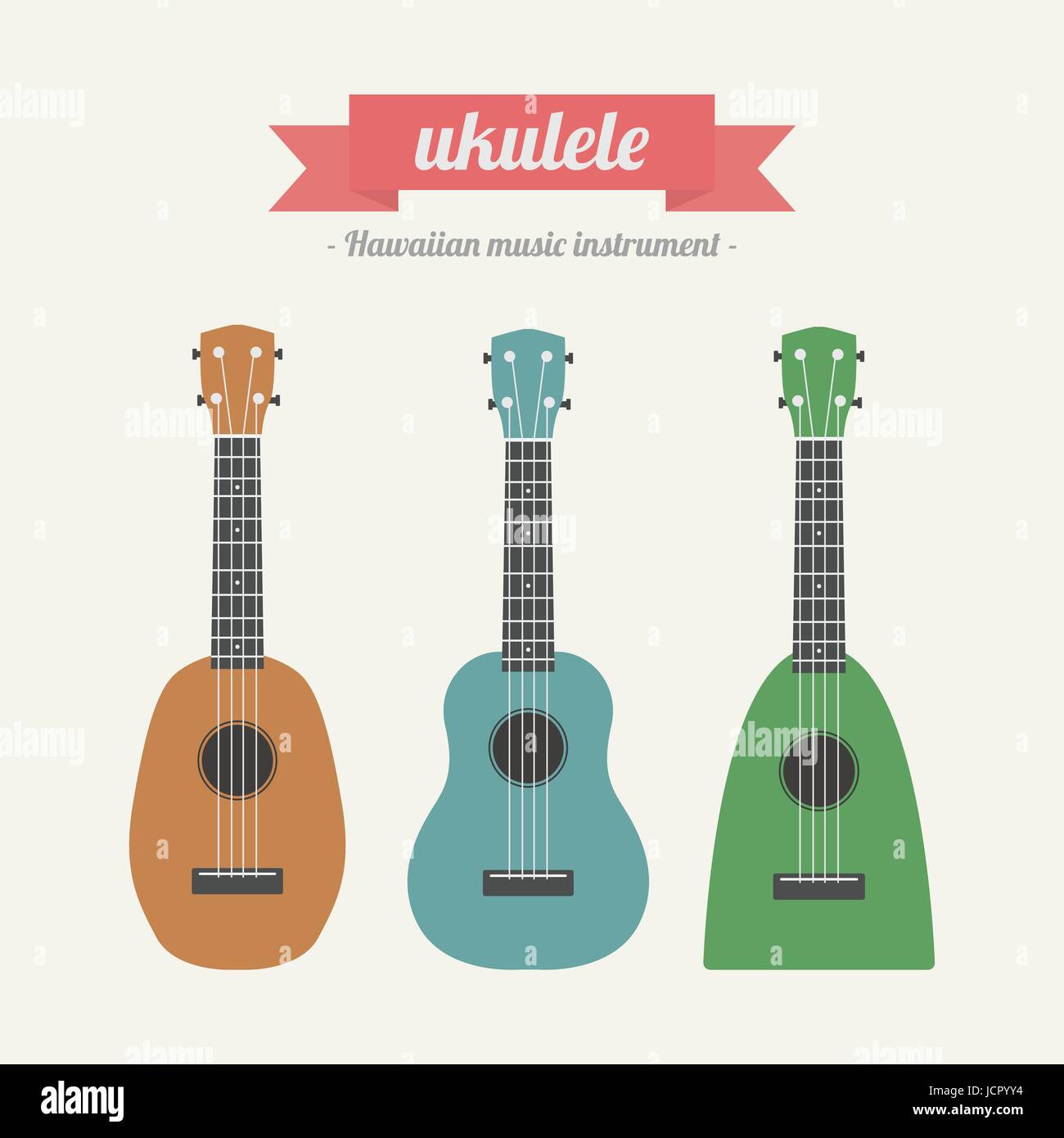 ukulele, hawaiian music instrument, pastel style Stock Vector Image