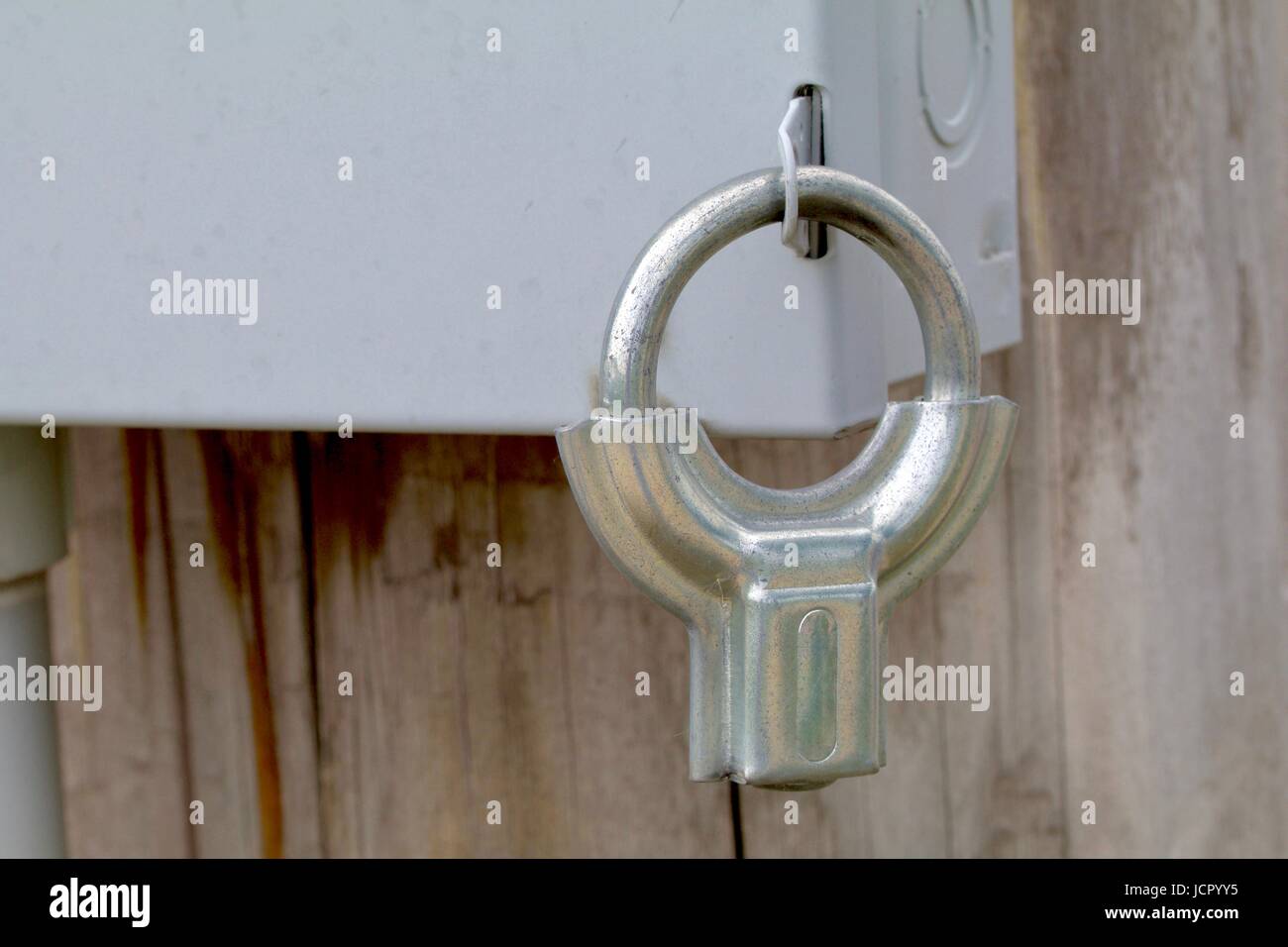 Electric box clamp style lock Stock Photo Alamy
