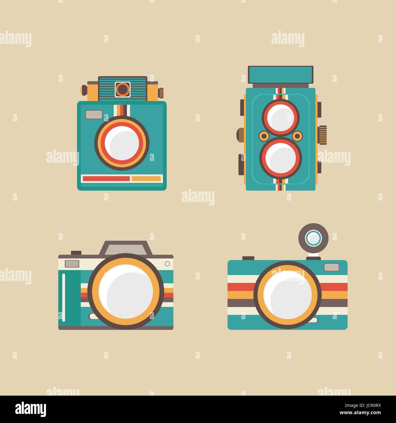 set of retro camera, old style Stock Vector Image & Art Alamy