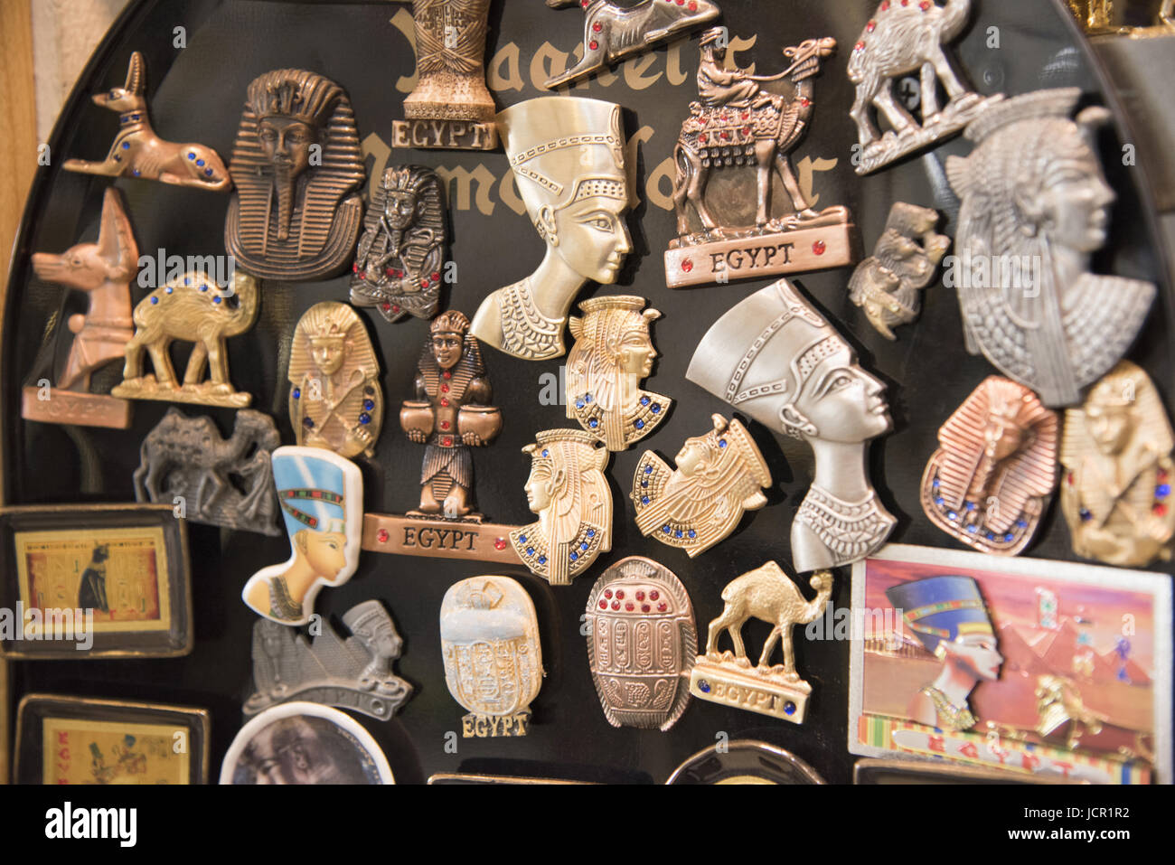 Egyptian souvenirs and fridge magnets, Aswan, Egypt Stock Photo - Alamy