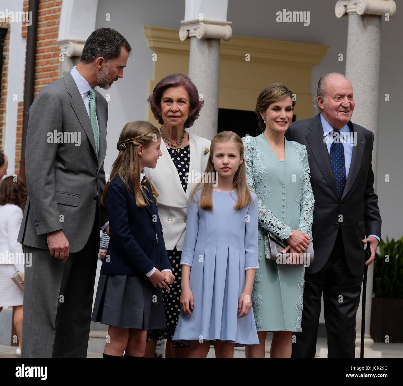 King Felipe VI of Spain, Queen Letizia of Spain, Princess Sofia and  Princess Leonor at the Congress during the Kings first speech to make his  proclamation as King of Spain to the