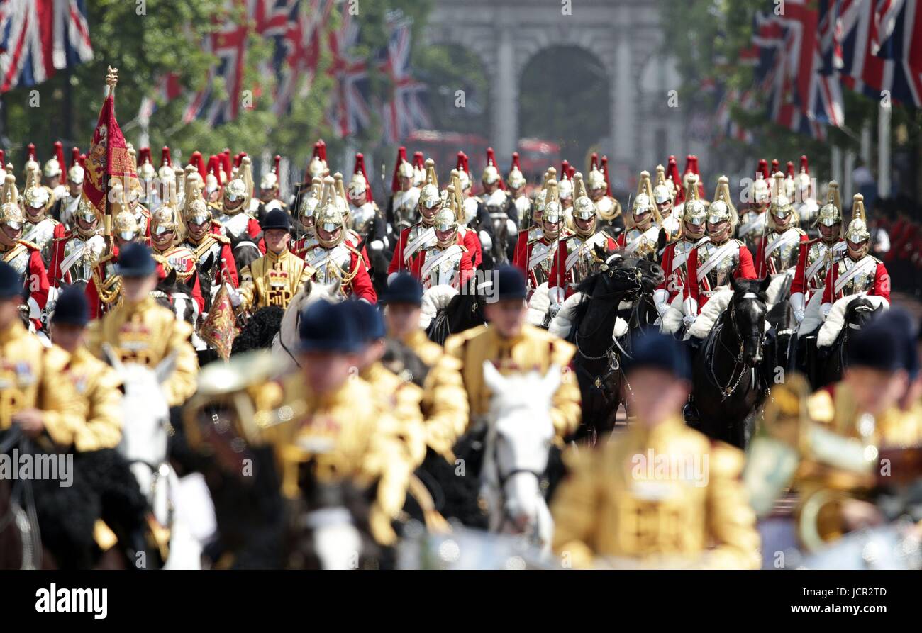 The Royal procession makes its way up The Mall from Horse Guards Parade