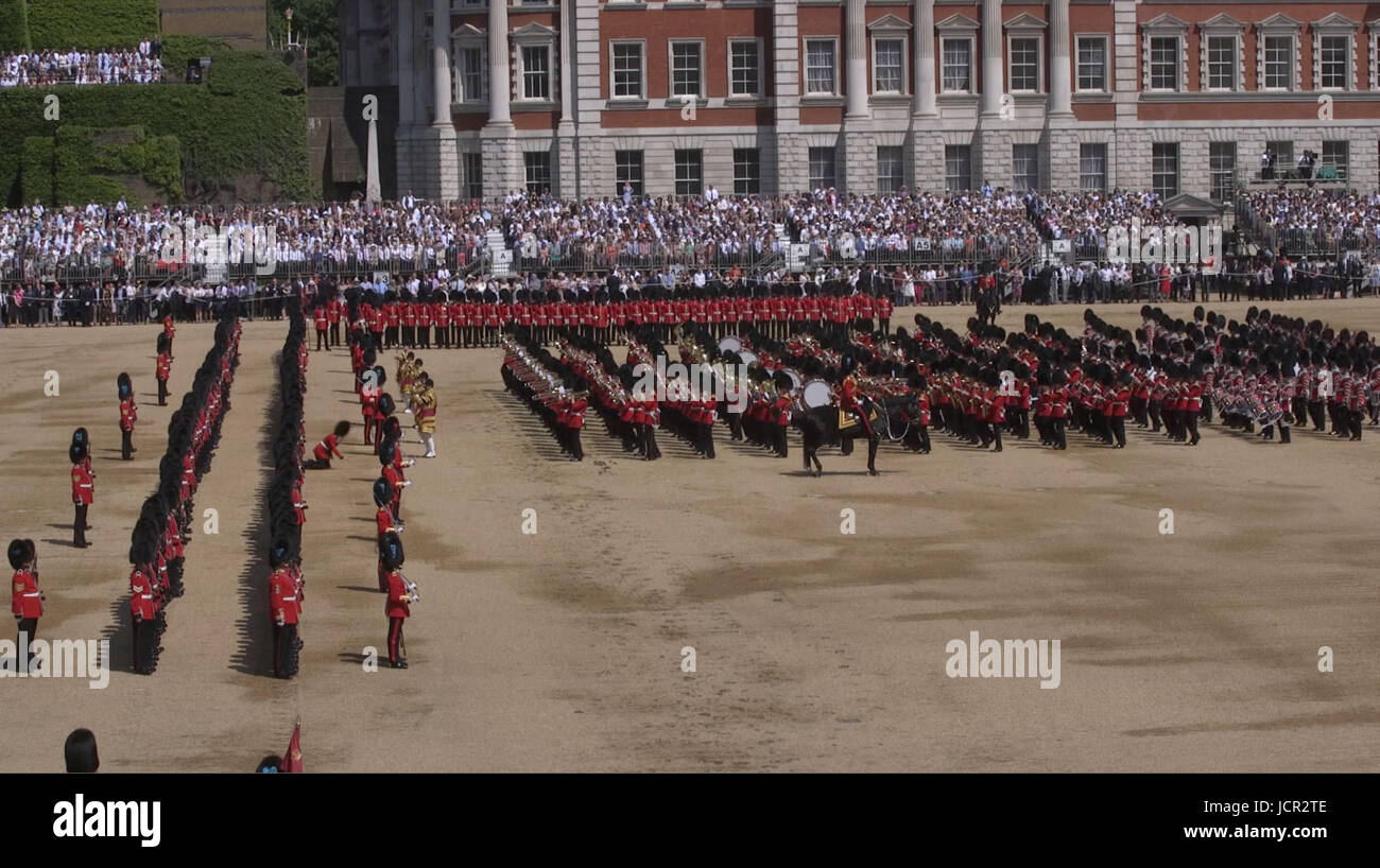 A Guardsman faints during the Trooping the Colour ceremony at Horse