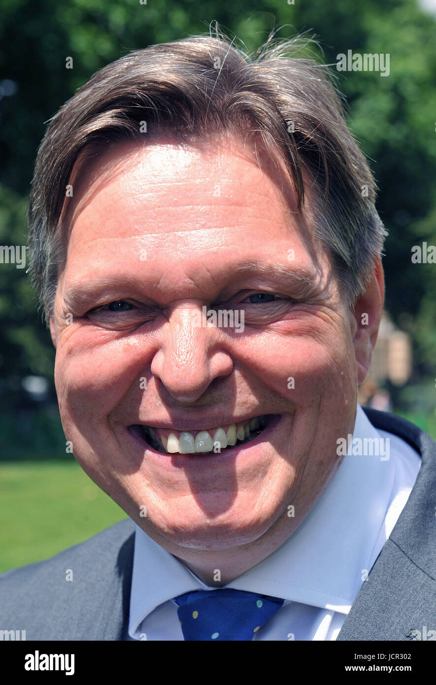 Scottish Conservative MP Stephen Kerr at Victoria Park, next to the Houses of Parliament in Westminster, London. Stock Photo