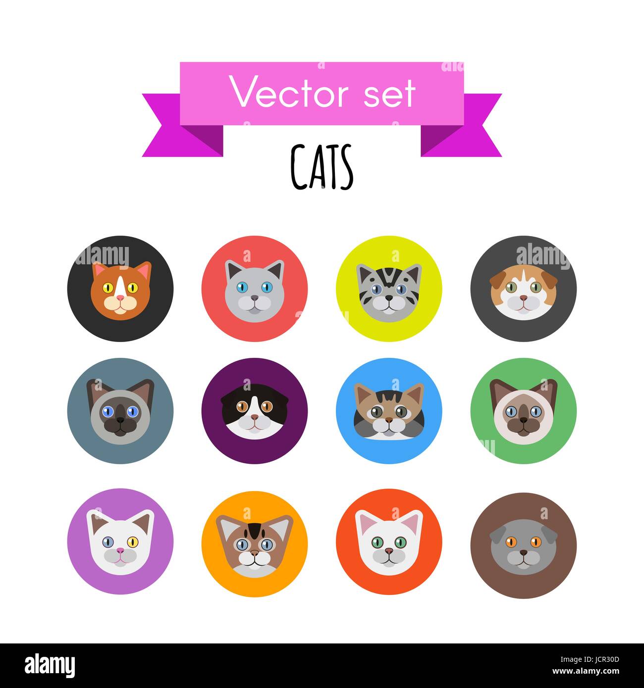 Set of cat icons Stock Vector