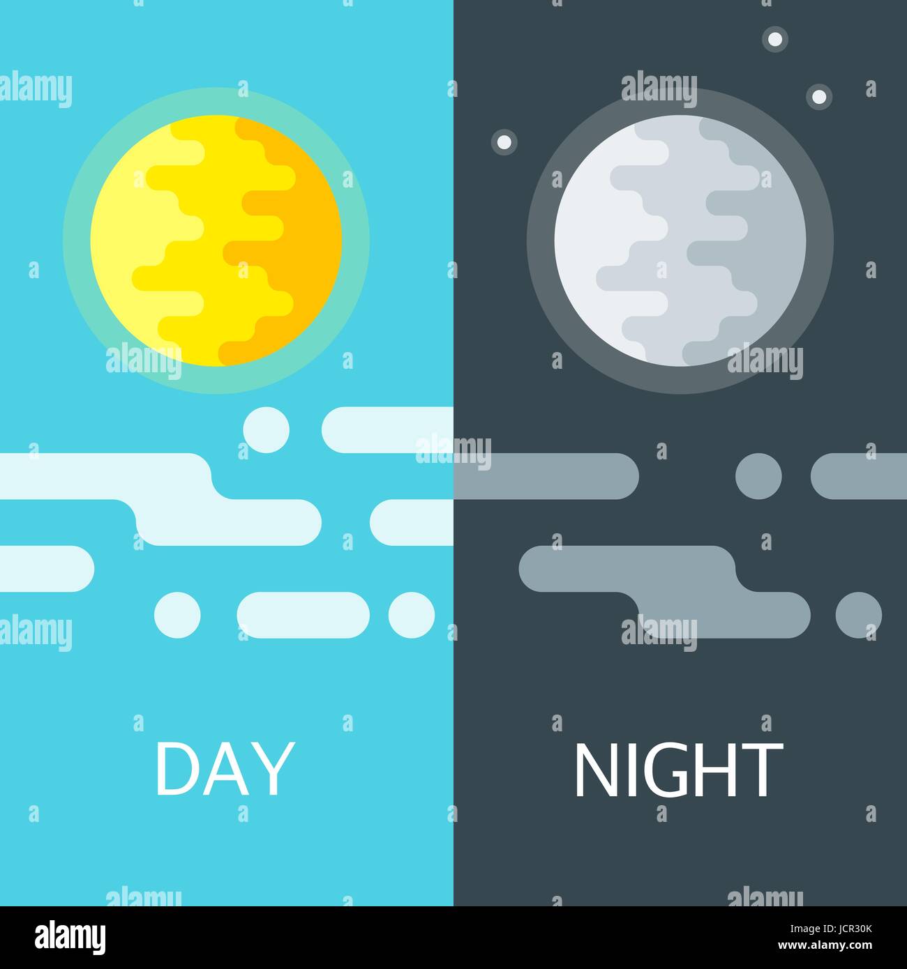 Day and night vector illustrations or banners. Sun and Moon. Time of day Stock Vector Image
