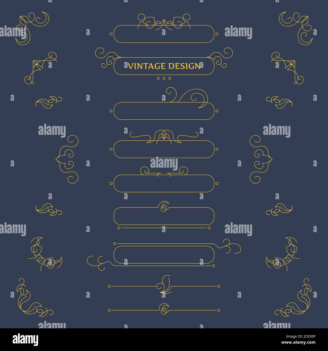 Vector vintage beautiful decorative design elements and frames Stock ...