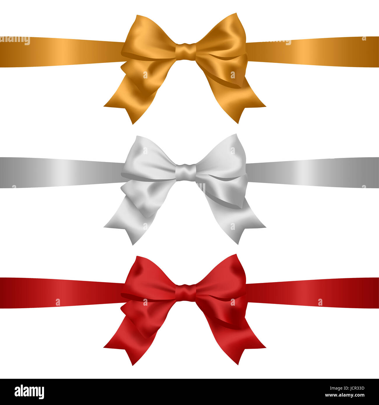 Vector ribbons with photorealistic bows. Stock Photo